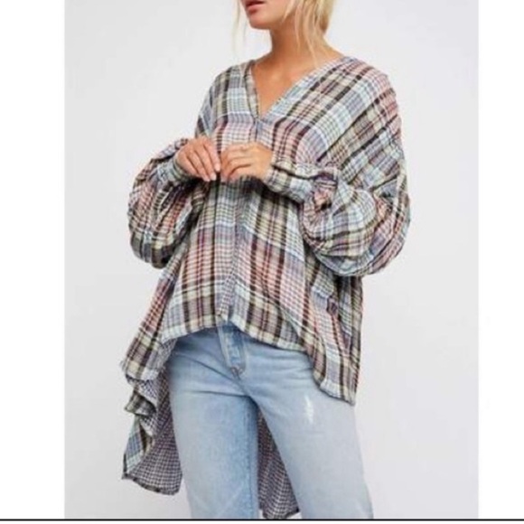 Free People Come On Over Plaid Button Down Shirt - Picture 1 of 12